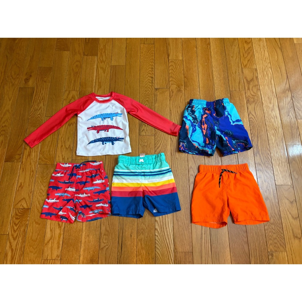 Boys Swimwear Bundle Wave Zone Old Navy Under Armour 2T 3T Rash Guard Trunks